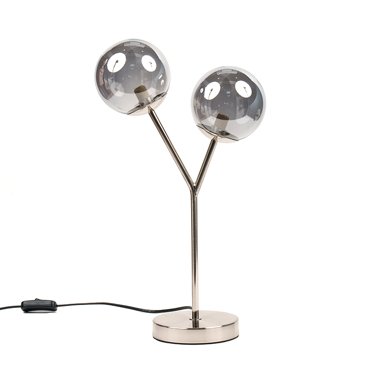 Lampu meja kaca bola berkepala dua