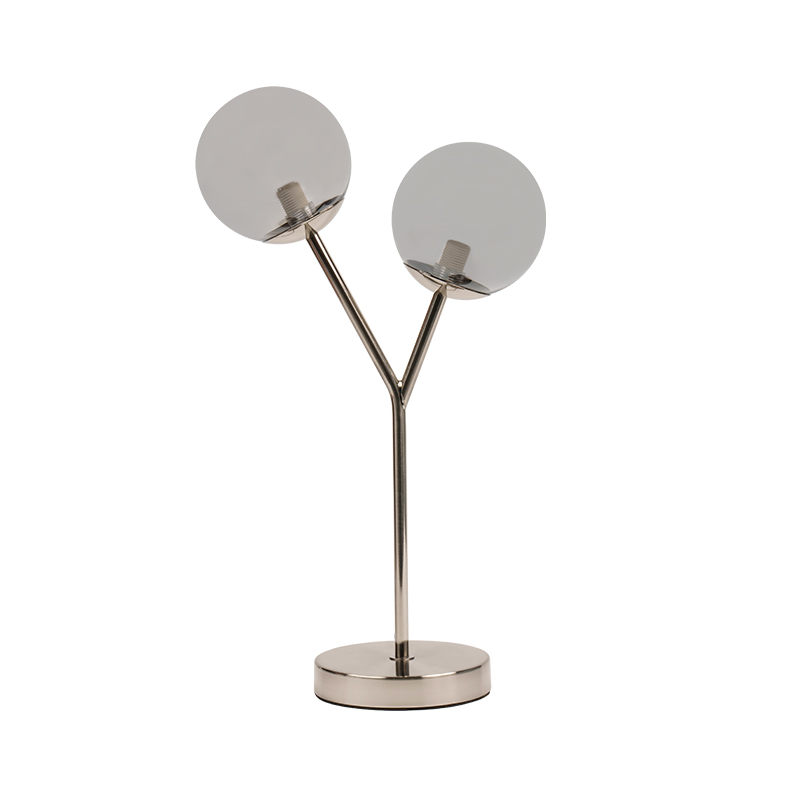 Lampu meja kaca bola berkepala dua