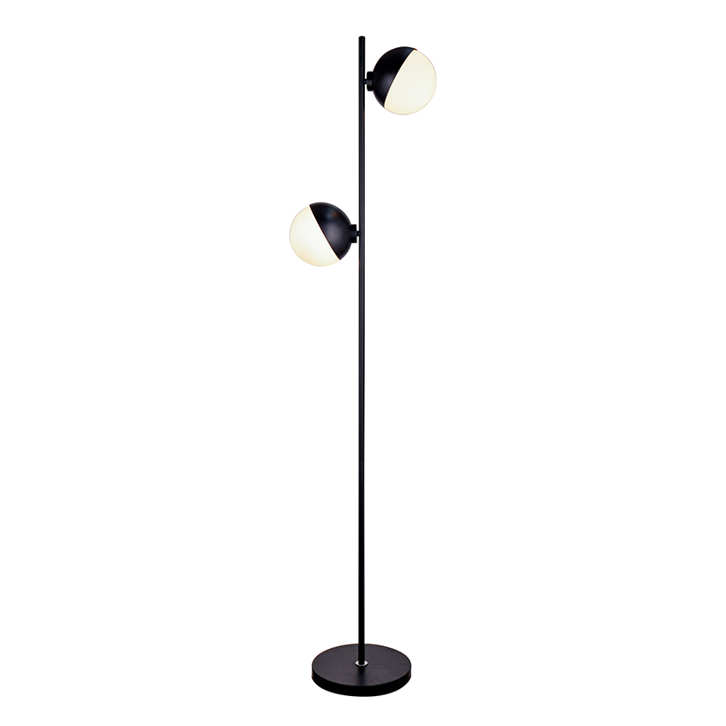 Lampu lantai logam bulat bola ganda