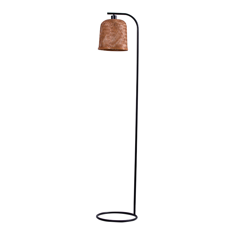 Lampu lantai kap lampu bambu coklat
