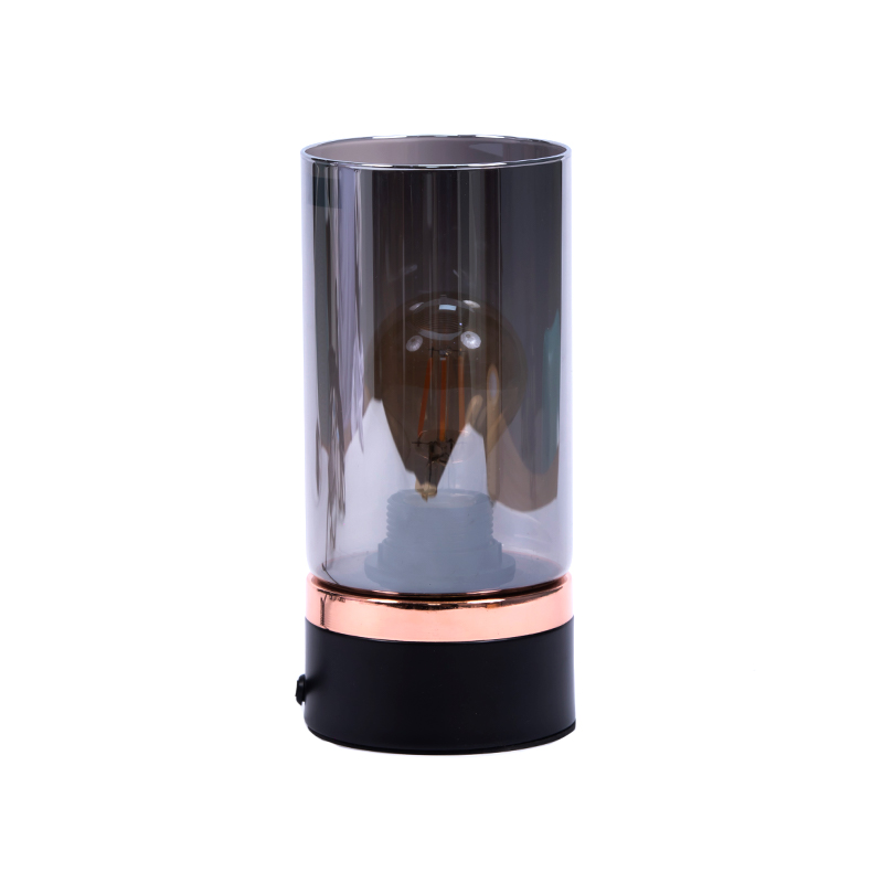 Lampu meja kap lampu kaca hitam
