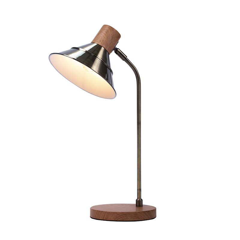 Lampu meja logam dasar biji -bijian kayu nordik