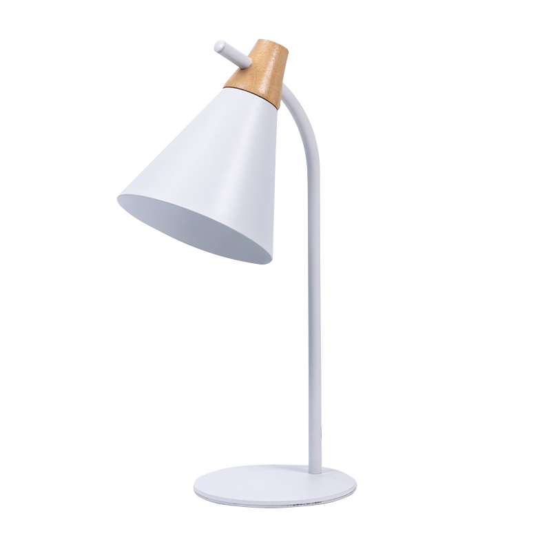 Lampu meja logam besi putih sederhana